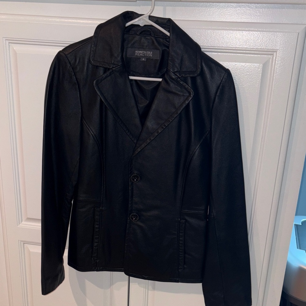 Kenneth Cole Women's Black leather Coat